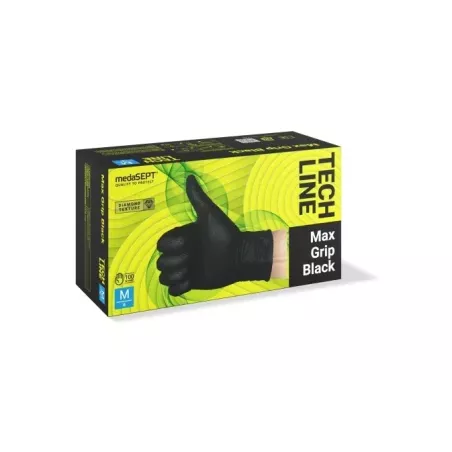 Kopie RUKAVICE NITRILOVE MEDASEPT TECHLINE MAX GRIP BLACK  XL 90KS