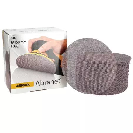 Kopie MIRKA ABRANET P320 - Kvalitní brusný kotouc 150mm s jemnou síťkou pro perfektní povrchovou úpravu